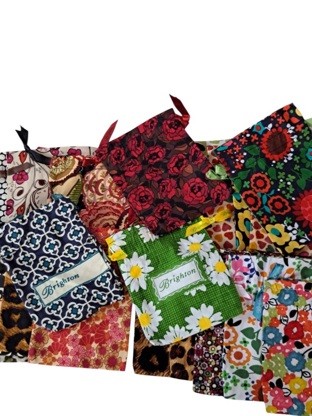 Lot Of 20 Brighton Drawstring Jewelry Multi Color Fabric Dust Bags Small 6"x5" * - Picture 11 of 12